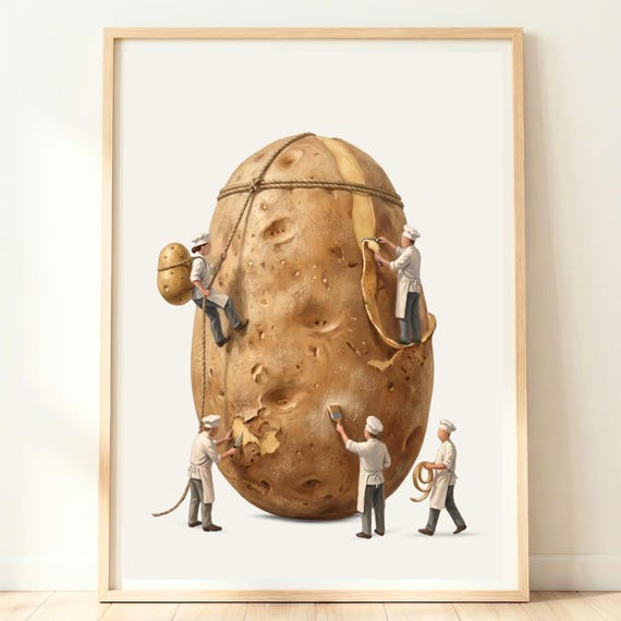 Potato Wall Art Comfort Food Decor Rustic Kitchen Print Homely Cooking Artwork Cozy