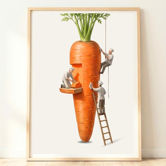 Carrot Kitchen Decor Orange Food Art Print