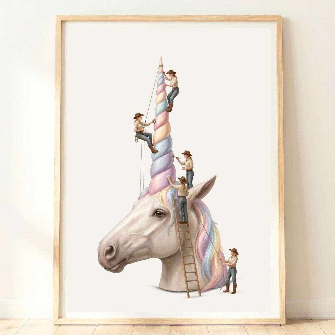 Cowboy Unicorn, Western Nursery Decor Art Print