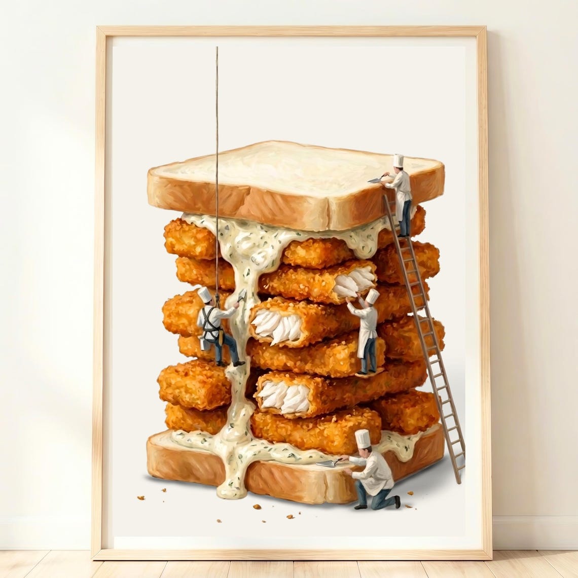 Giant Fish Finger Sandwich Tiny Chefs Tartare Kitchen Poster