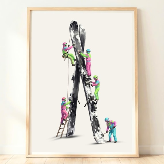 Ski Wall Art Skier Print Decor Skiing Poster Skis