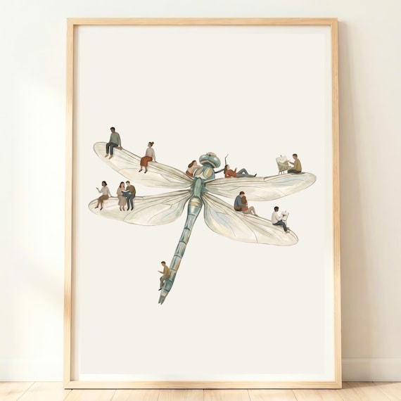 Dragonfly Wall Art Blue Gift Wildlife Nature Print Garden Decor Poster