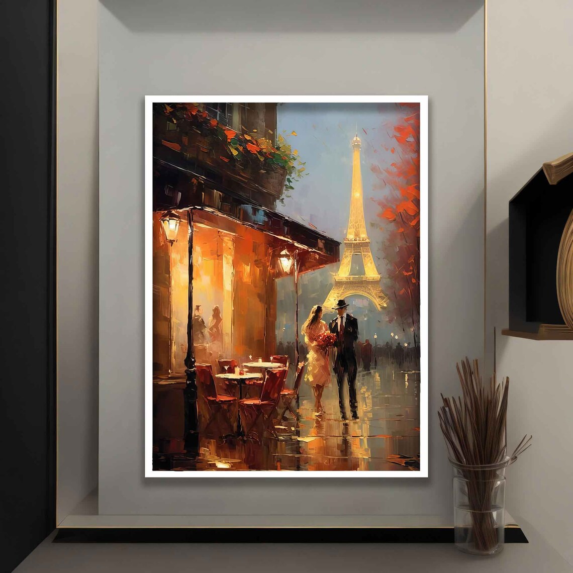 Couple Walking In Paris, Eiffel Tower Art Print - Image 3