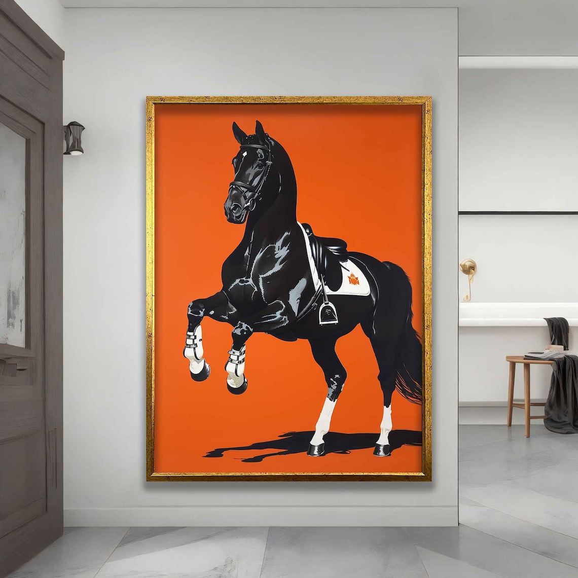 Prancing Horse, British Orange Background Art Print