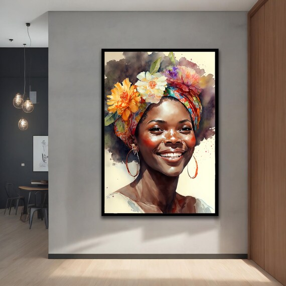 Colourful African Woman Painting Modern Natural Live Wall Art For Your Home And Office Decoration Ideas With Different Frame Options