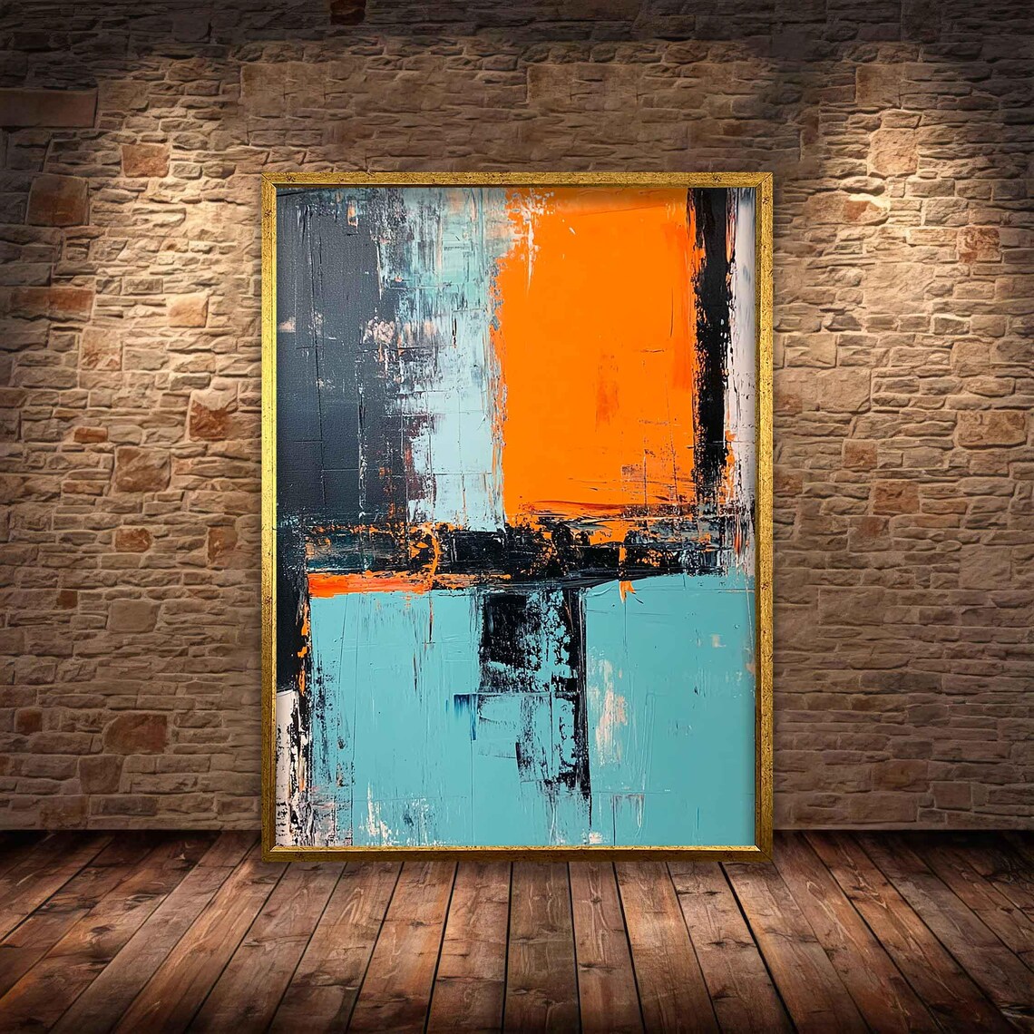 Orange And Blue Painting Abstract Wall Art Contemporary Artwork Blue Art Print Wall Decor - Image 4