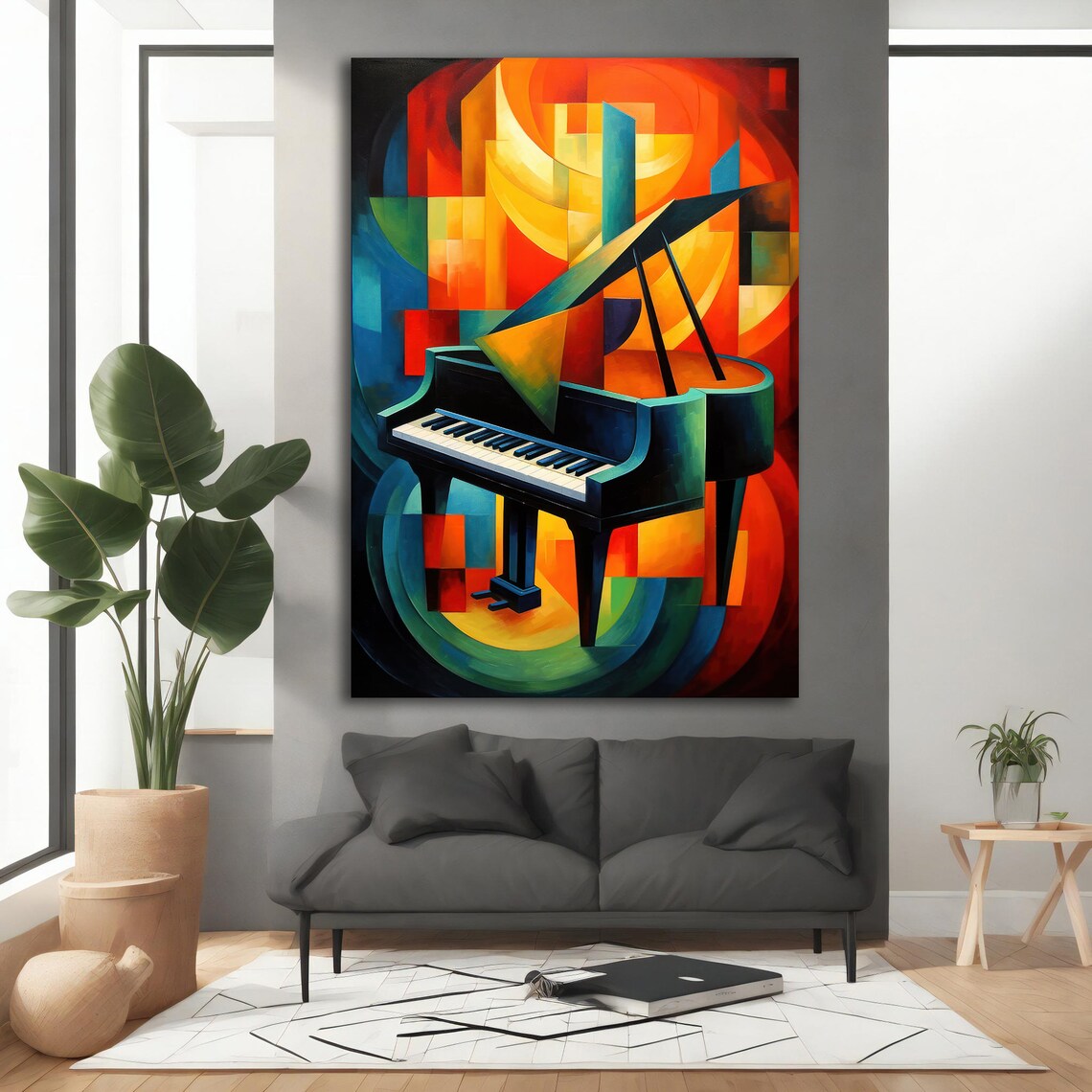 Cubist Grand Piano Colorful Geometric Abstract Music Art Piano Poster - Image 4
