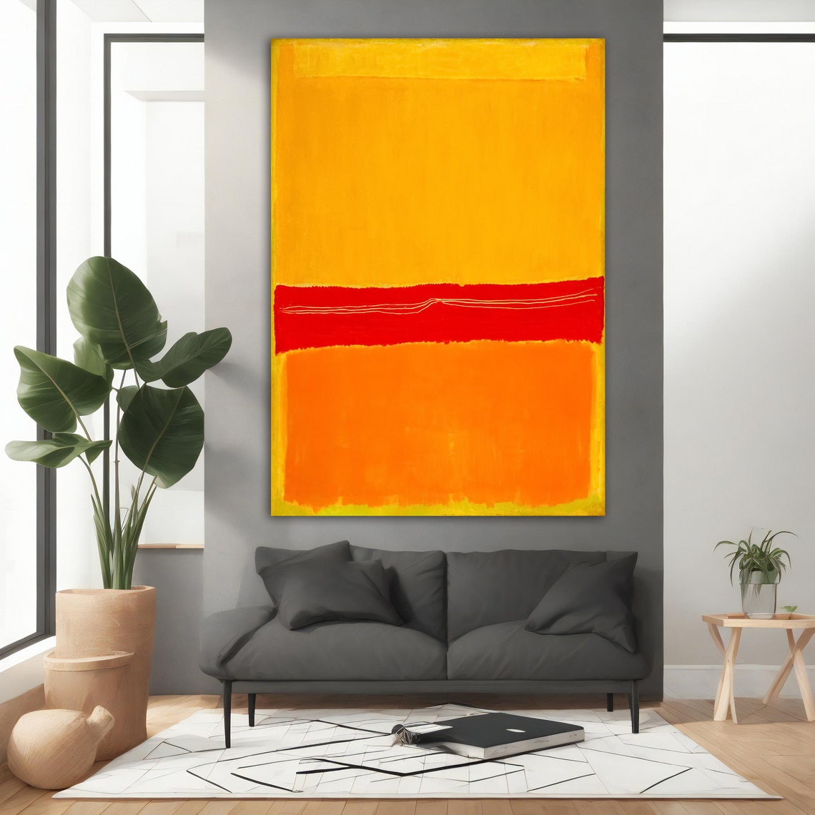 Rothko Style Golden Yellow Red Orange Vibrant Abstract Wall Art Poster - Image 2