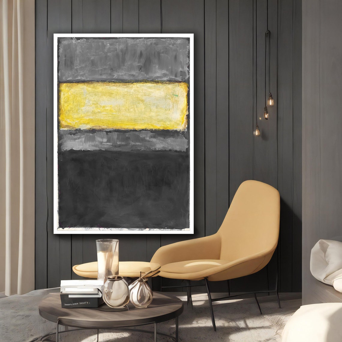 Mark Rothko Style Grey Yellow Black Minimalist Color Block Print - Image 2