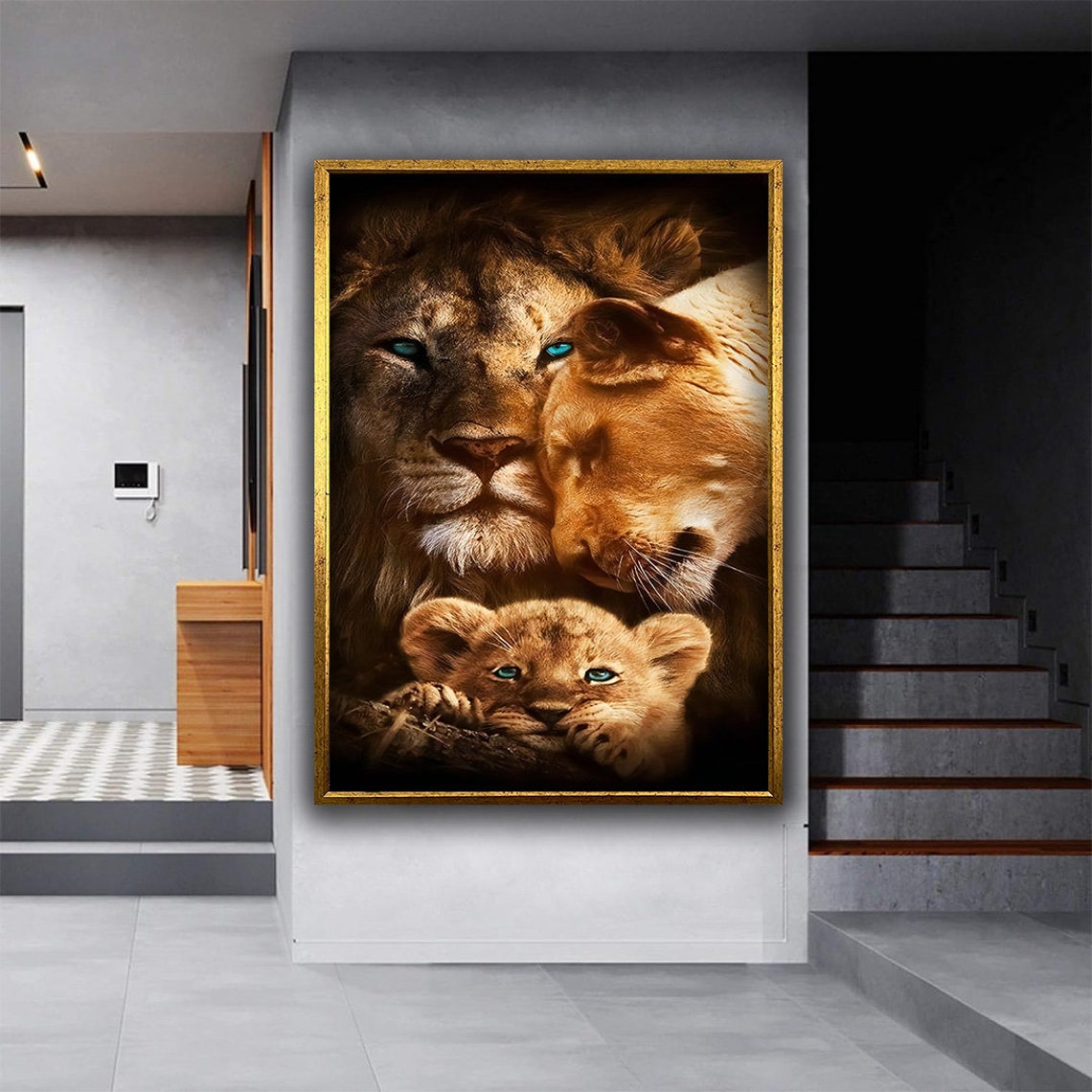 Lion And His Family Art Print Animals Wall Art Wildlife Art Print Animals Couple Romantic Love Wall Art Art Art Gift Decors - Image 5