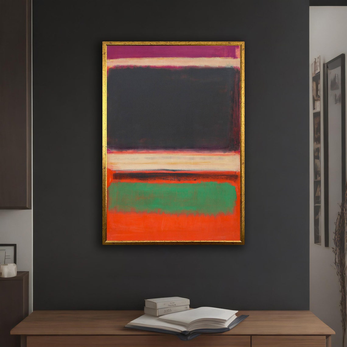 Magenta Black Cream Green Color Field Abstract Rothko Style Art Poster - Image 5