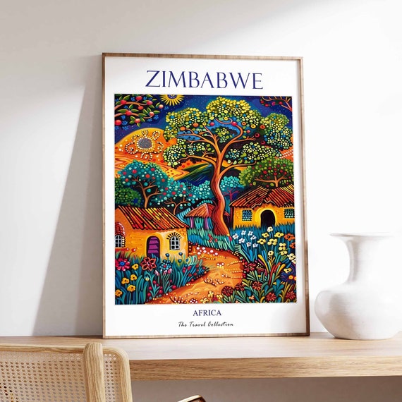 Zimbabwe Poster Africa African Print Wall Decor Artwork Travel