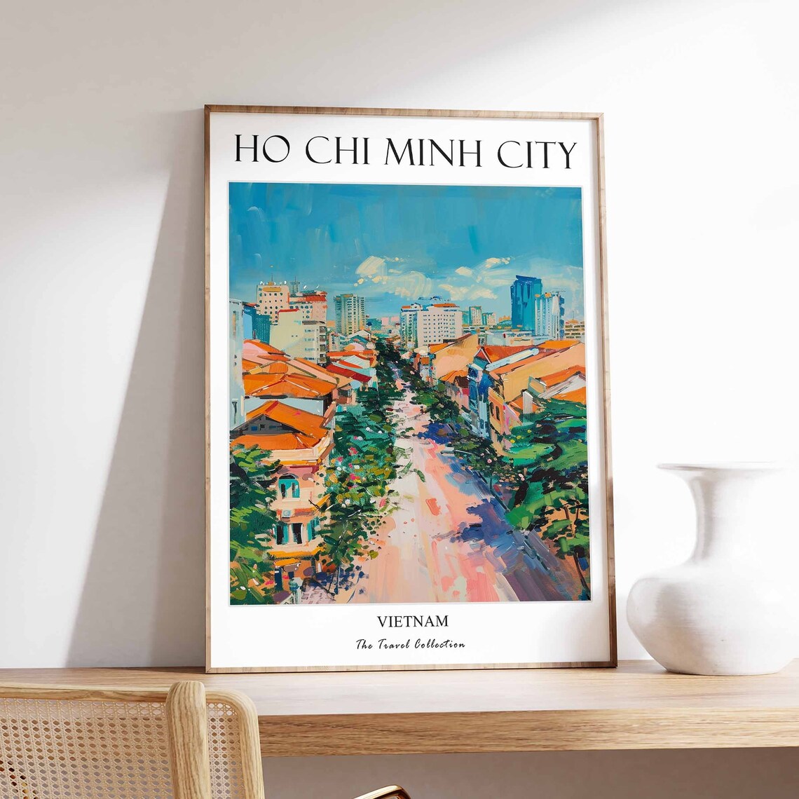 Ho Chi Minh City Vietnam Vibrant Old Street Scene Travel Poster