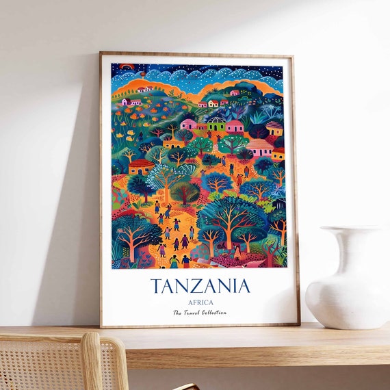 Tanzania Travel Poster African Prints Africa Art Folk Gallery Wall Gift