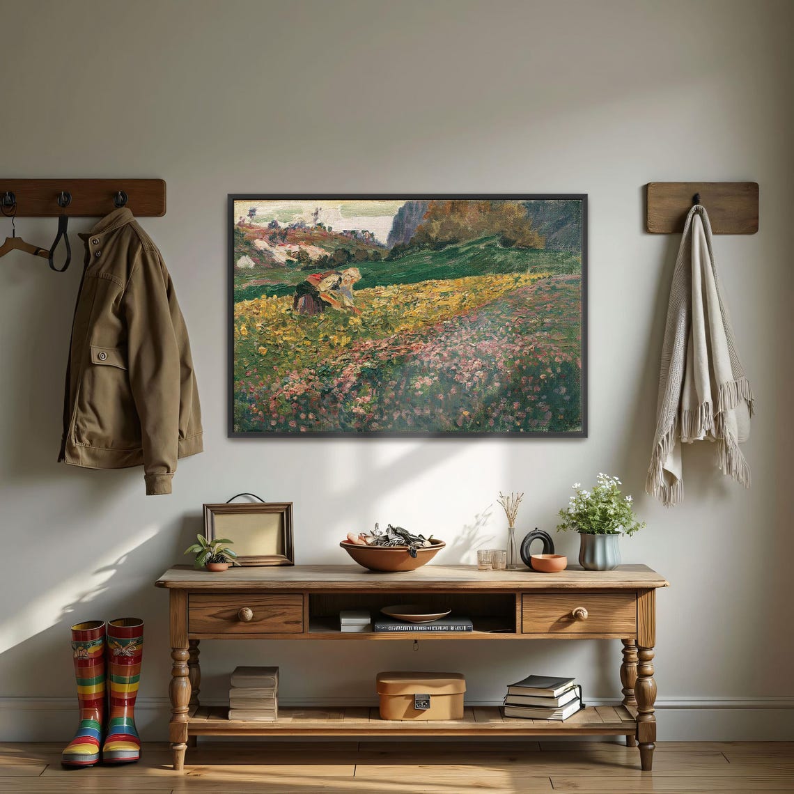 Woman Harvesting in Wildflower Field Impressionist Art Poster - Image 4