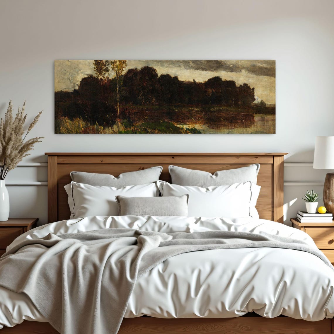 Dark Forest by the Water Moody Impressionist Riverbank Poster - Image 3