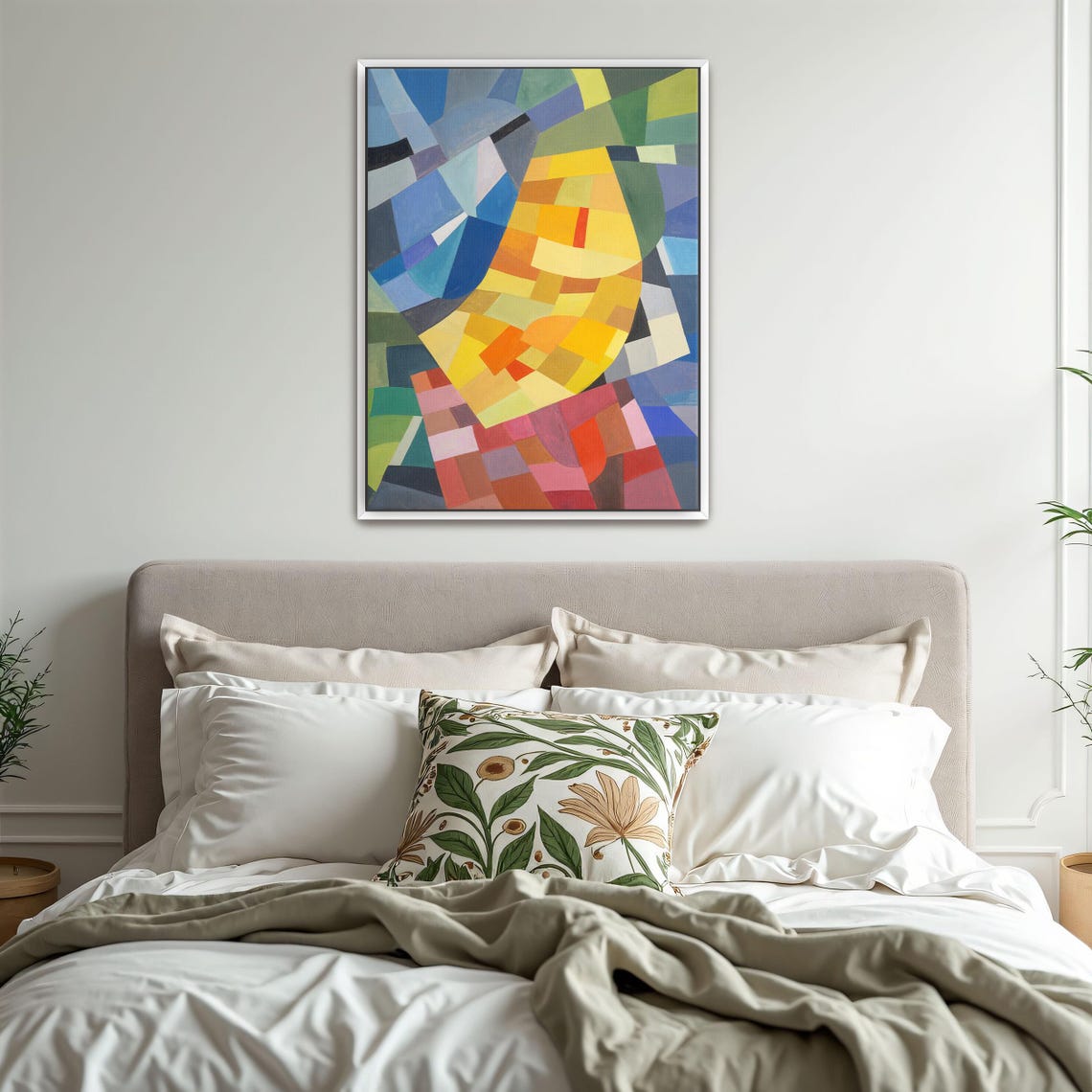 Framed Print Of Abstract Geometric Painting With Yellow And Red Geometric Print Yellow And Blue Living Room Decor - Image 3