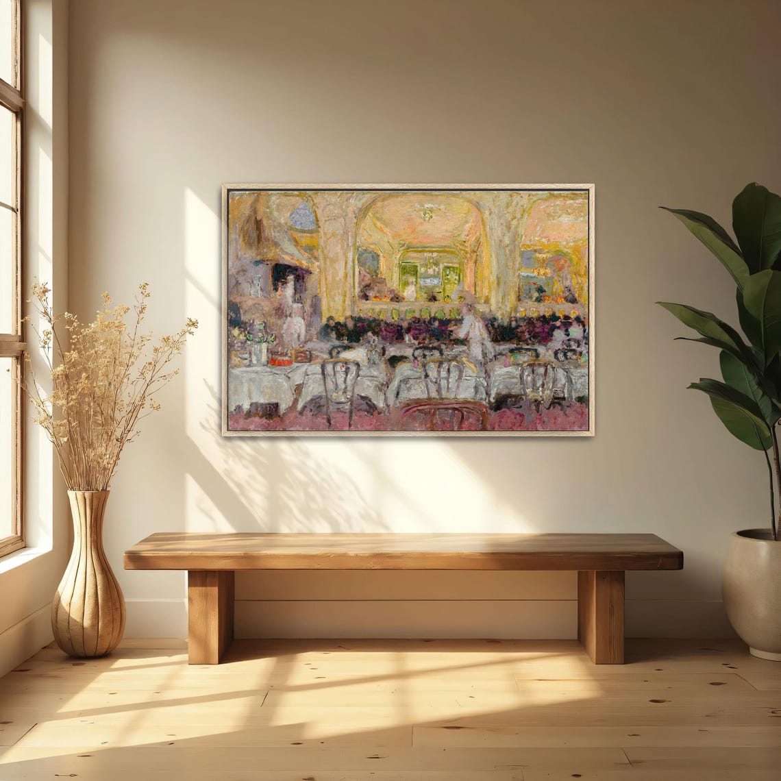 Golden Cafe Interior with Diners Impressionist Evening Scene Poster - Image 5