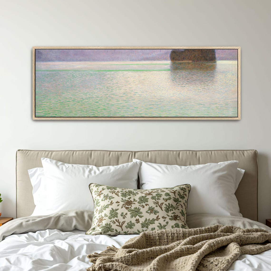 Water Reflection Misty Morning Calm Lake Peaceful Landscape Panoramic Wall Art Horizontal Framed Art Above Bed Wall Art Bedroom And - Image 2