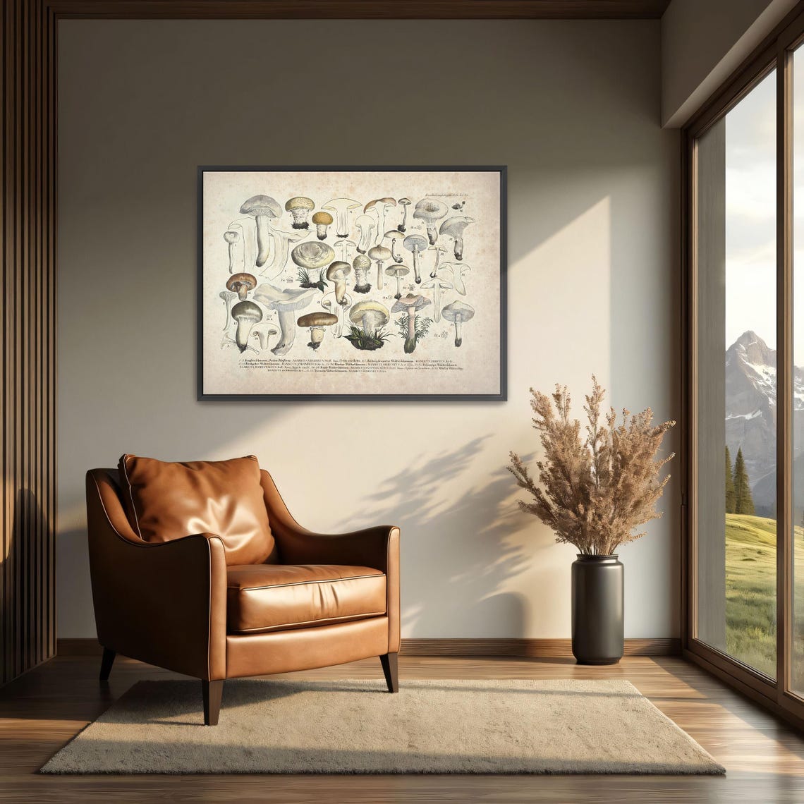Vintage Mushroom Identification Chart Botanical Illustration Poster