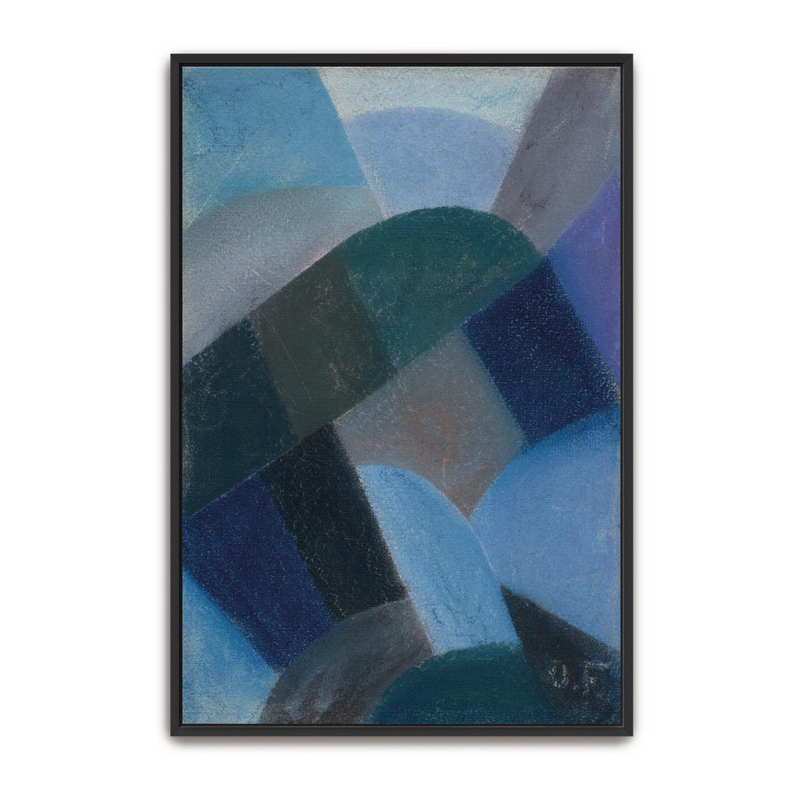 Framed Wall Art Of Abstract Geometric Shapes In Blue And Green Geometric Fine Art Print Blue And Green Entryway Art Geometric Artwork