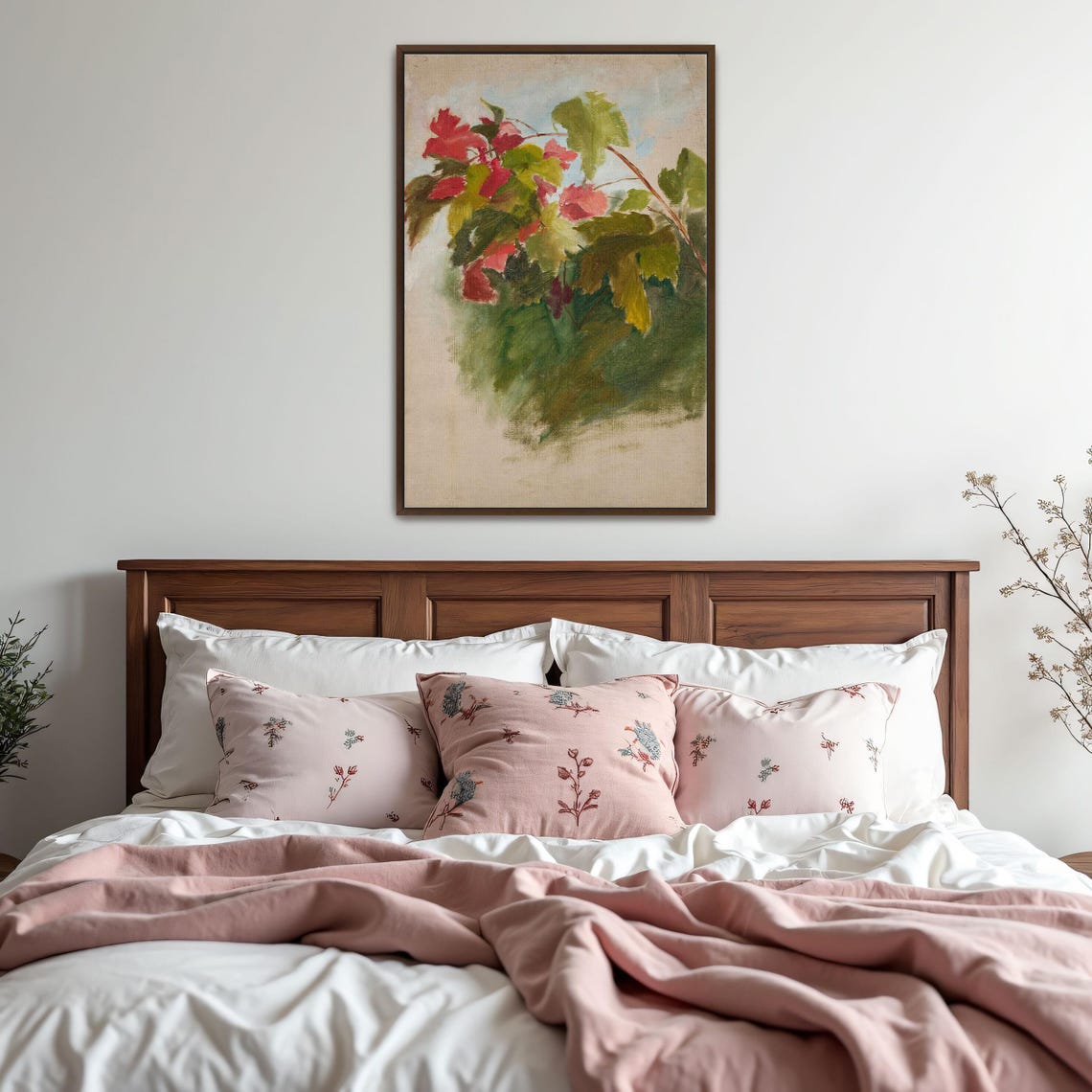 Red Autumn Vine Leaves Watercolor Botanical Study Art Poster - Image 5
