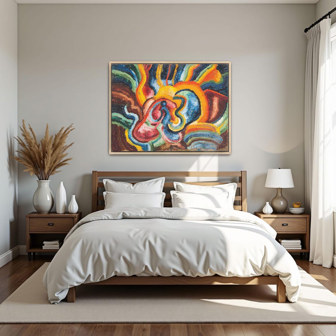 Large Framed Print Of Abstract Art With Swirling Colors Geometric Fine Art Print Blue And Red Entryway Artwork - Image 4