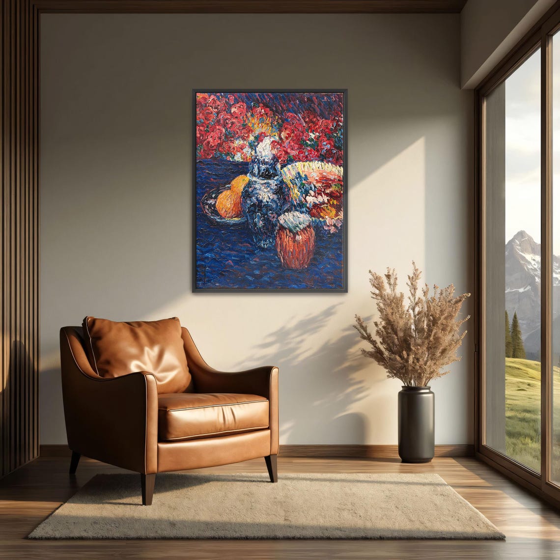 Still Life with Flowers and Fruit Impressionist Painting Poster - Image 3