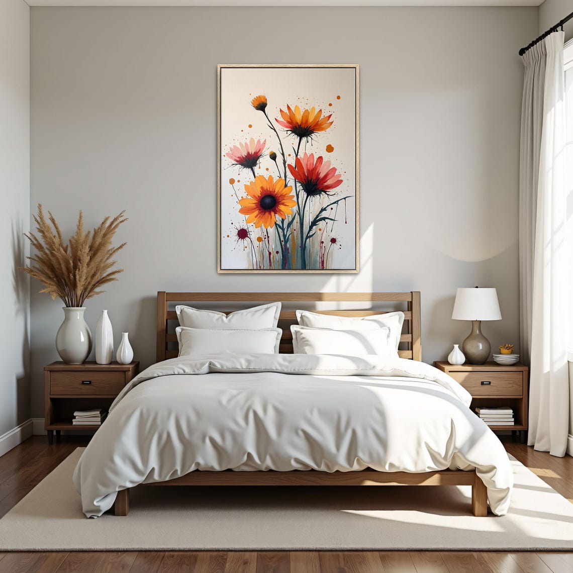 Orange and Red Wildflowers with Splatter Background Floral Poster - Image 4