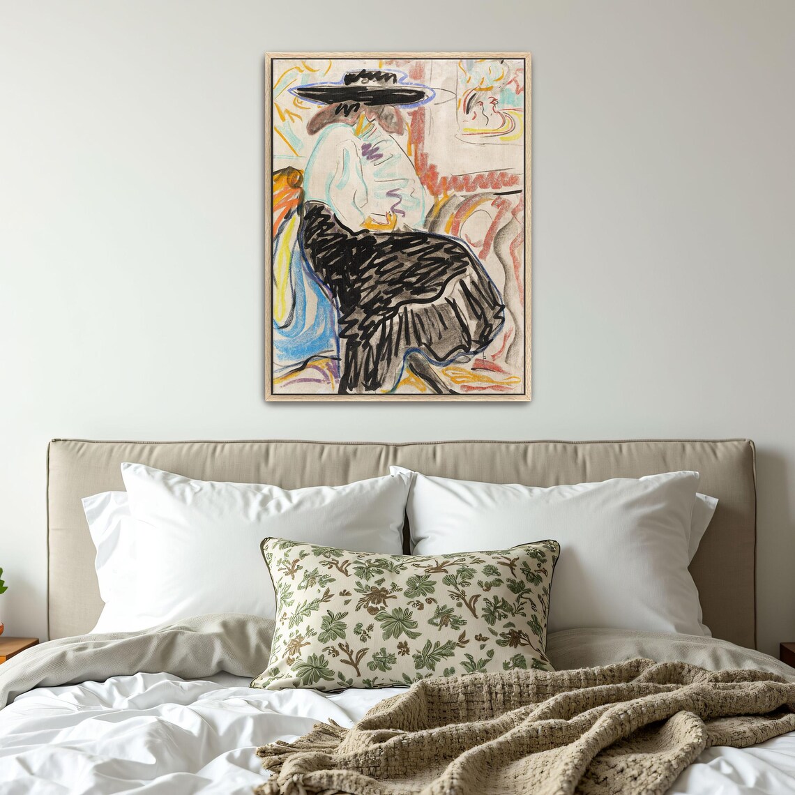 Fauvist Pastel Drawing Of A Seated Woman In A Black Hat Print - Image 4