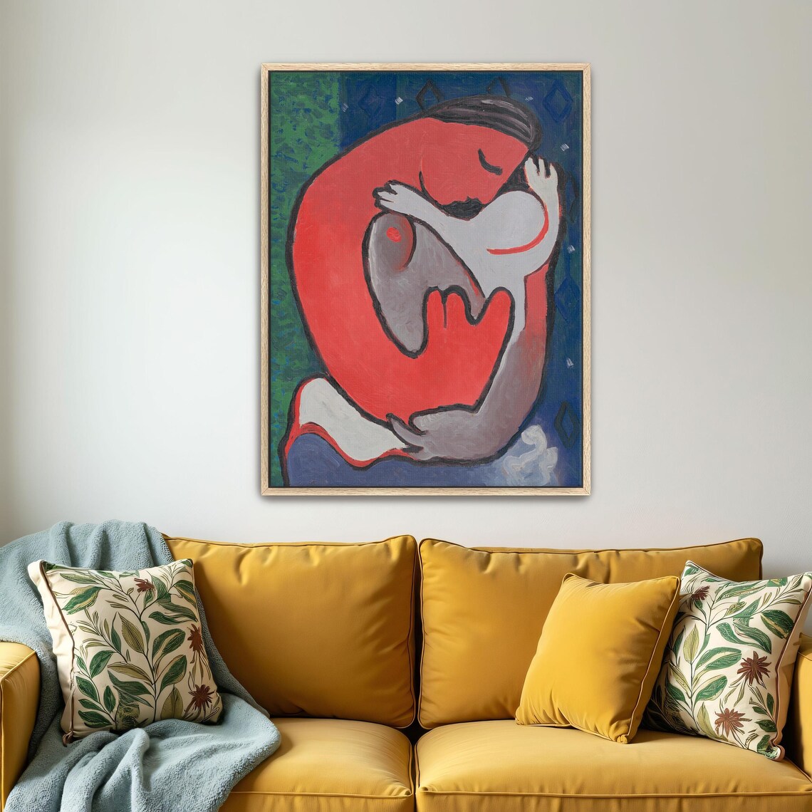 Mikuláš Galanda Mother and Child Warm Red Embrace Painting Poster - Image 4