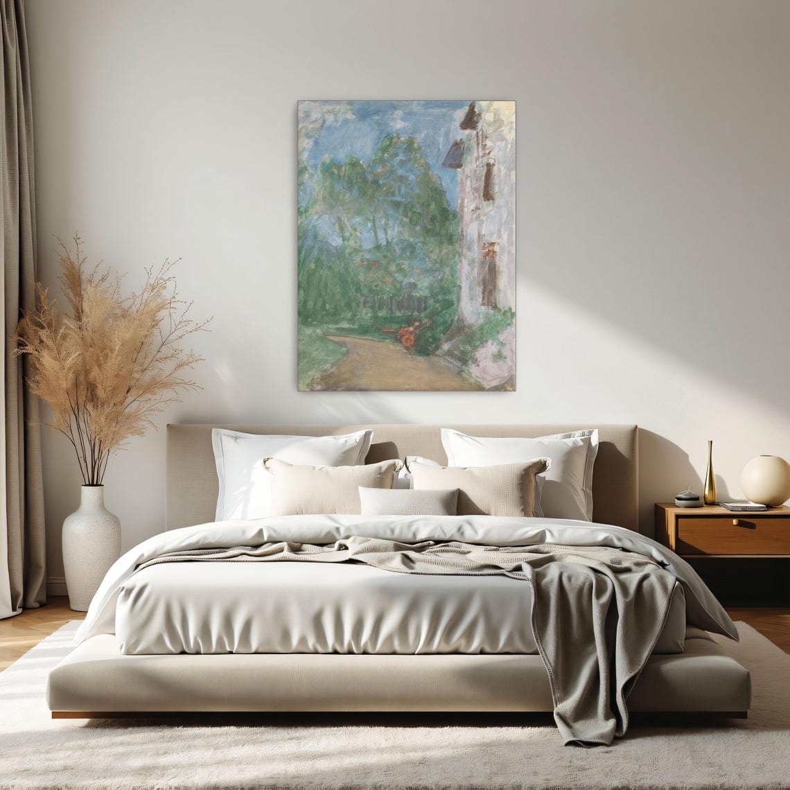 White House and Trees in a Lush Green Landscape Painting Poster - Image 2