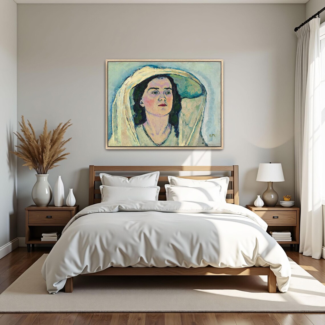 Woman in a Large White Hat Expressionist Portrait Oil Painting Poster - Image 5