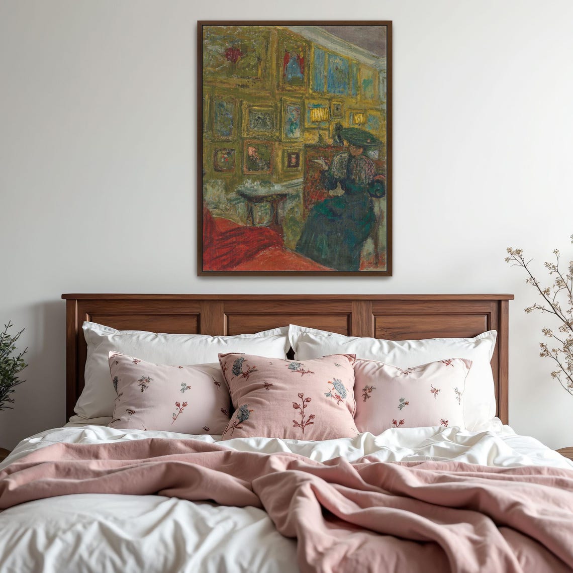 Elegant Woman Among Framed Pictures Vintage Interior Art Print - Image 5