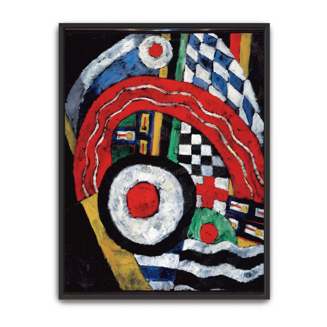 Framed Print Of Abstract Painting With Geometric Shapes Geometric Wall Art Red And White Entryway Art Minimalist Oil Painting