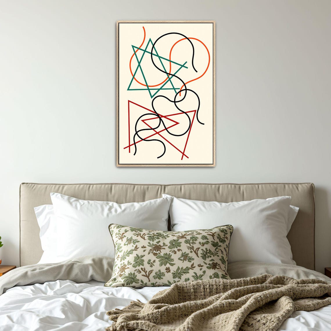 Framed Print Of Abstract Geometric Line Art Geometric Wall Art Black And Green Bedroom Decor Minimalist Illustration - Image 4