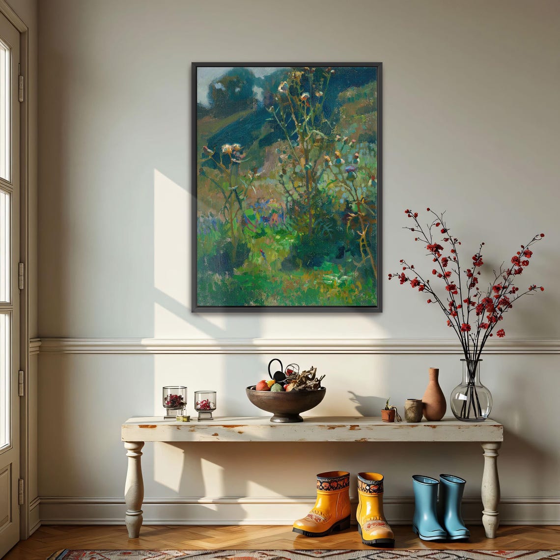 Thistles in a Green Summer Field Impressionist Wildflower Poster - Image 4