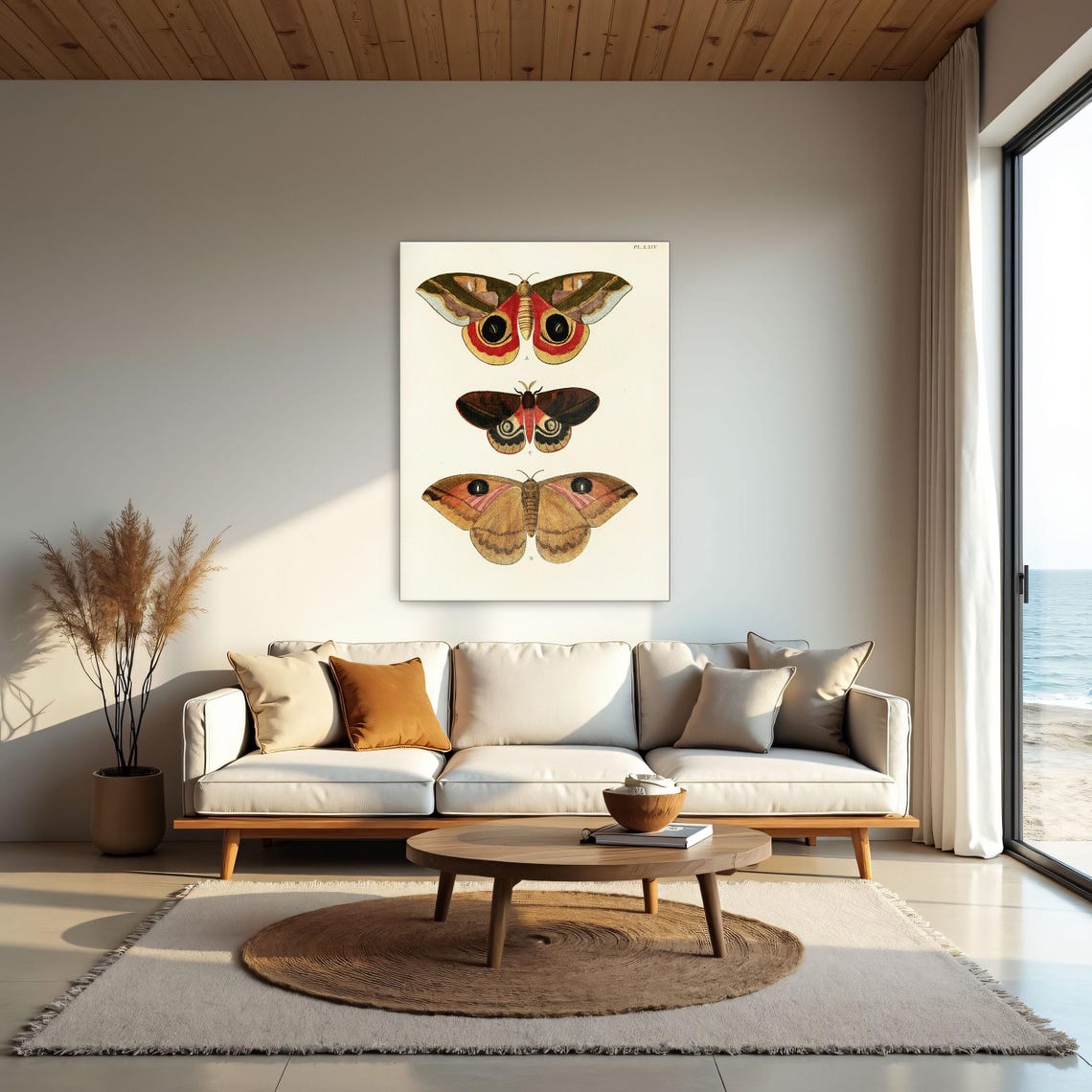 Framed Print Of Three Butterfly Specimens On White Background Animal Print Brown And Red Entryway Art Boho Artwork - Image 2