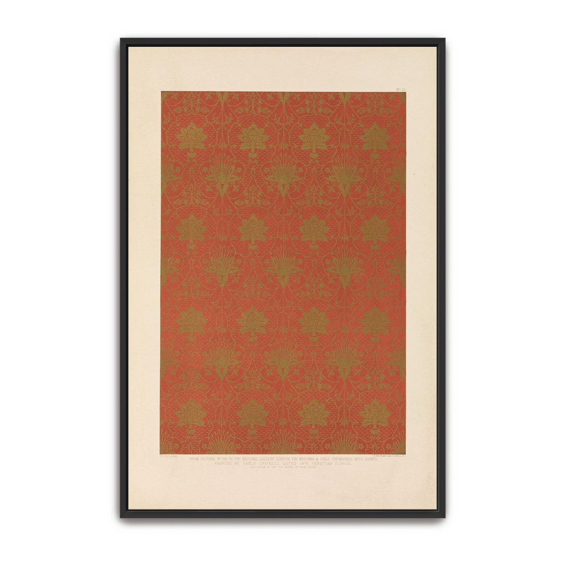 Framed Wall Art Of Red And Gold Floral Pattern Pattern Fine Art Print Red And Gold Entryway Art Beige And White Geometric Print