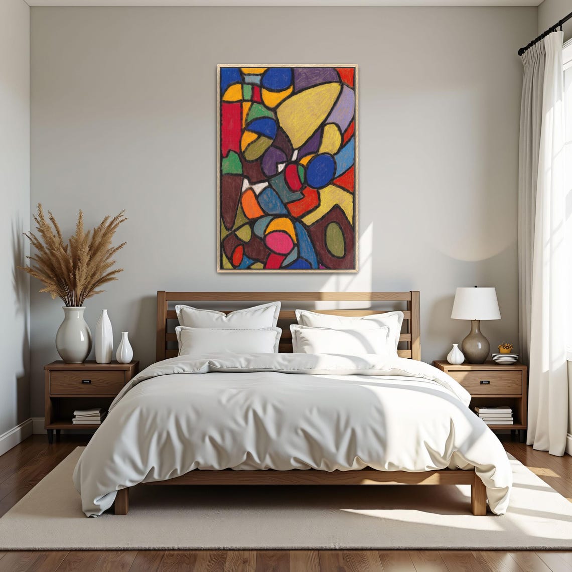 Framed Wall Art Of Abstract Geometric Art With Colorful Shapes Geometric Wall Art Yellow And Blue Entryway Decor Geometric Art - Image 4