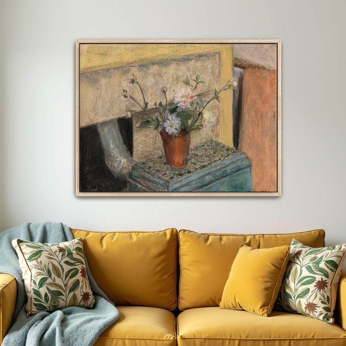 Pastel Flowers in a Pot on a Sunlit Table Still Life Painting Poster - Image 4