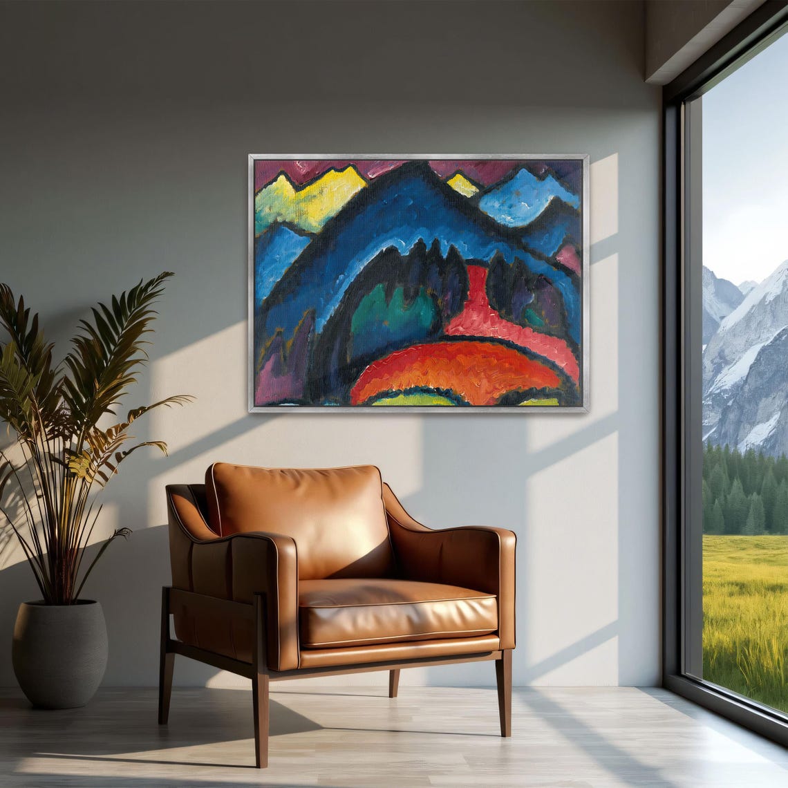 Abstract Mountain Peaks Bold Blue Expressionist Fine Art Print - Image 2
