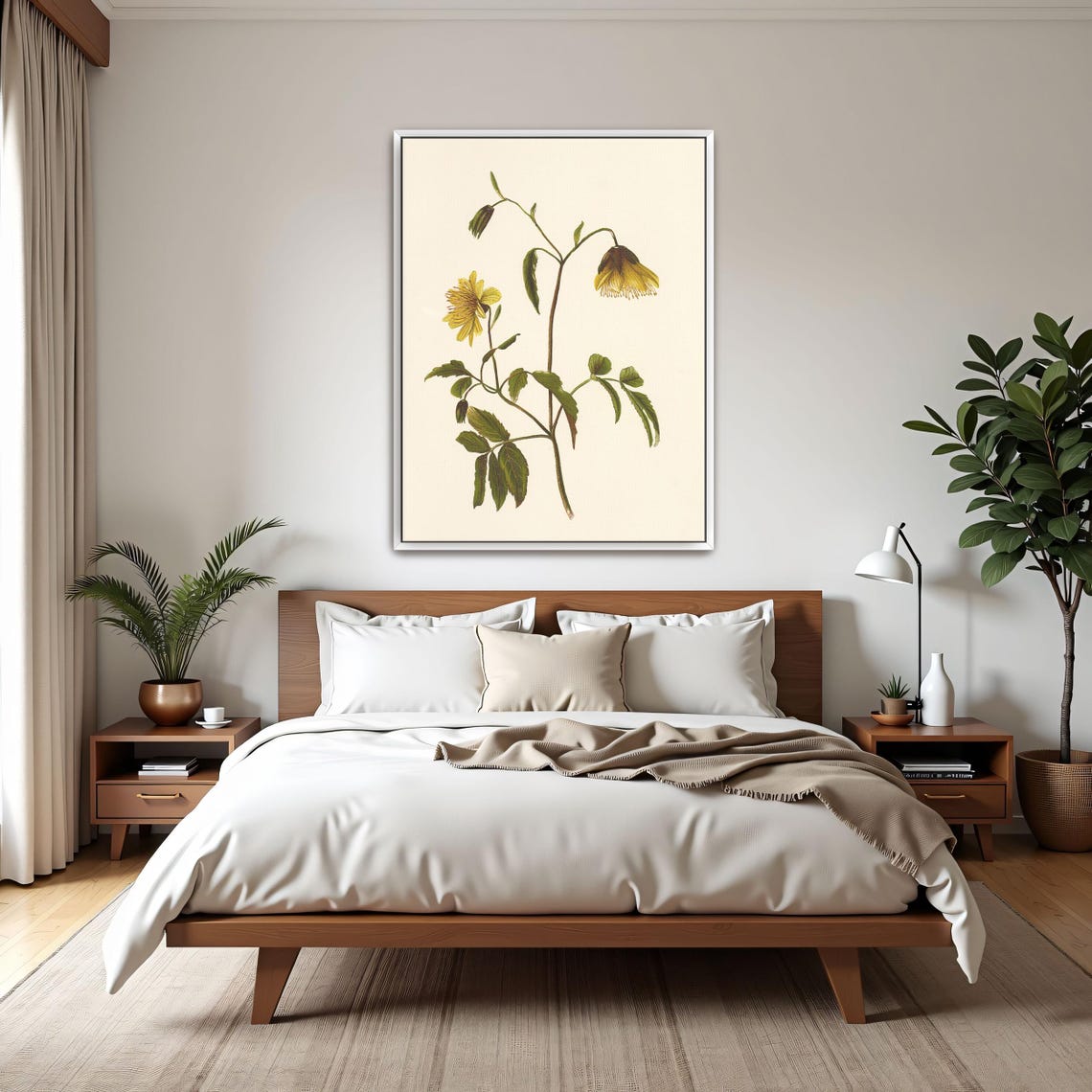 Hawaiian Yellow Flower Vintage Botanical Illustration Poster