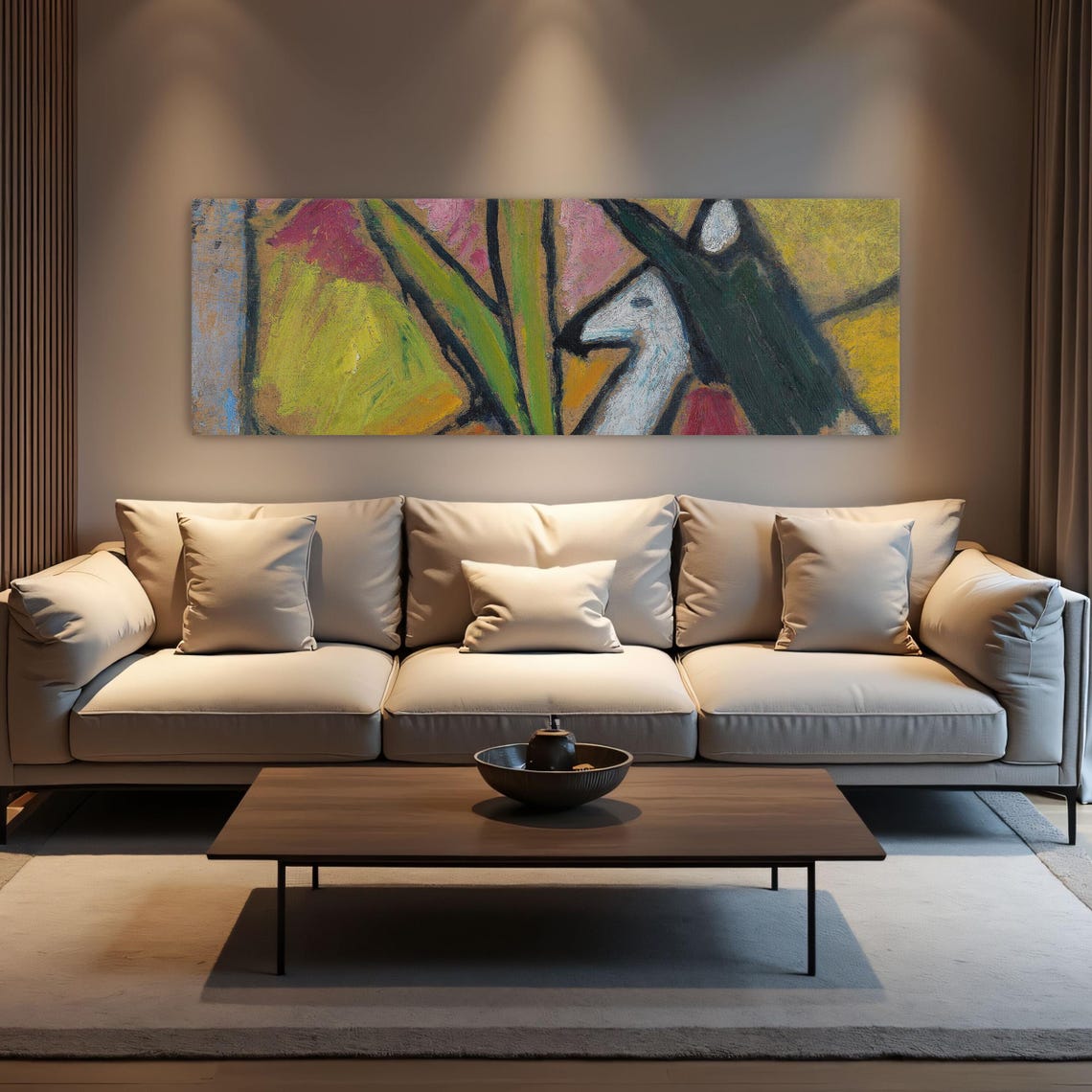 Colorful Abstract Expressionist Painting Of A White Horse Head Poster - Image 3