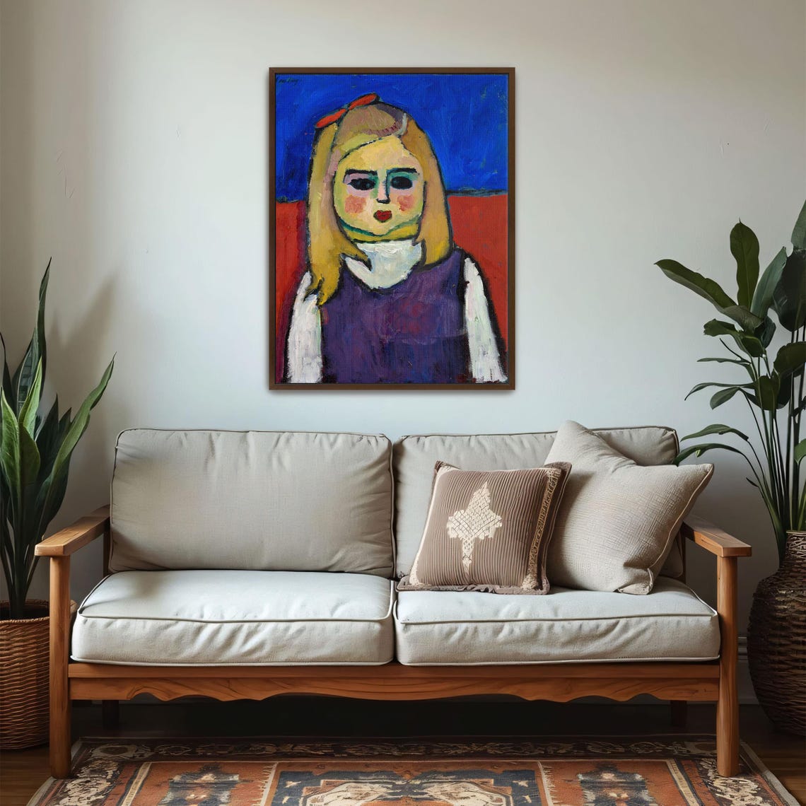 Young Girl with Red Bow Expressionist Portrait Painting Poster - Image 5