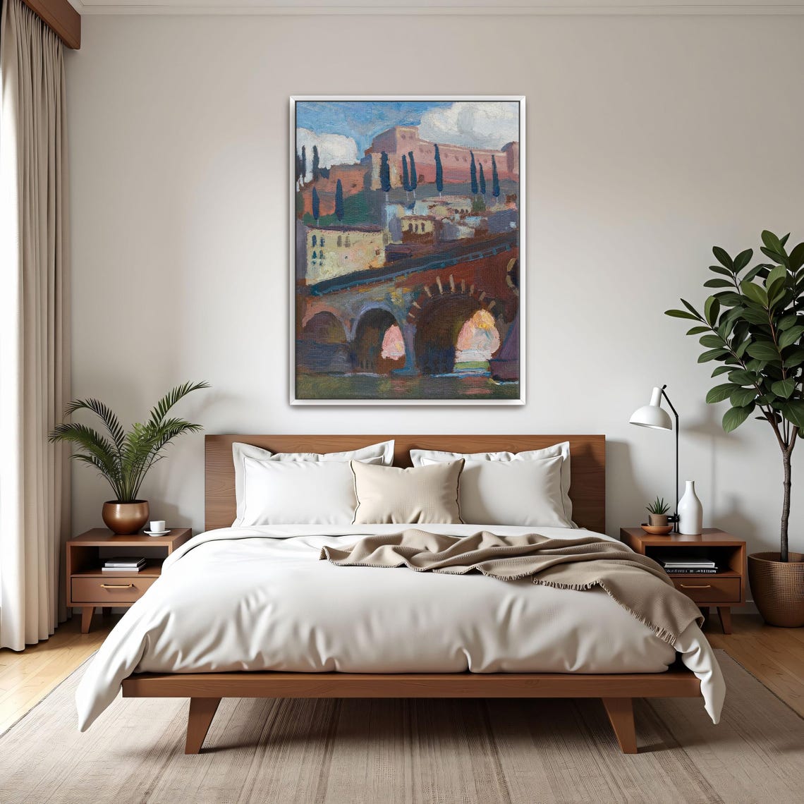 Roman Stone Bridge With Cypress Trees Post Impressionist Poster - Image 3