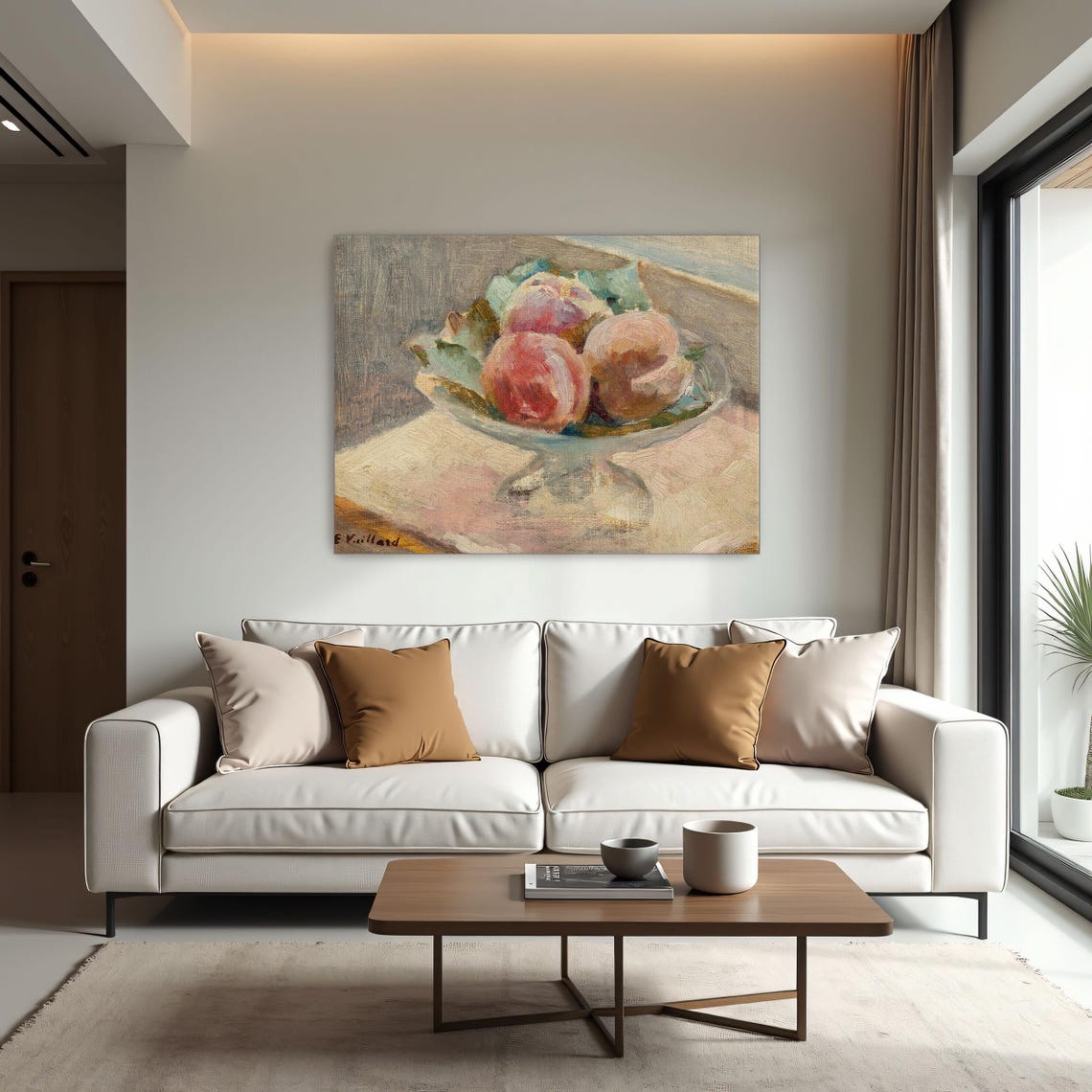 Peaches in a Glass Bowl Impressionist Fruit Still Life Poster - Image 2