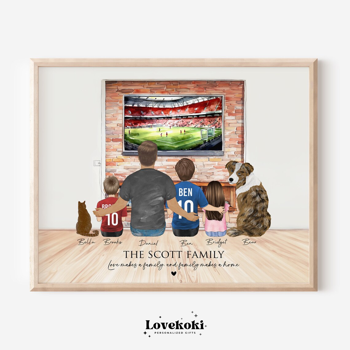 The Scott Family Watching Football TV Night Portrait Gift Poster