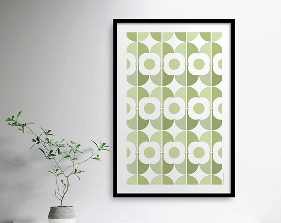 Geometric Flower Print Modern Floral Art Geometric Floral Print Green Floral Poster Nature Wall Art Organic Modern Decor