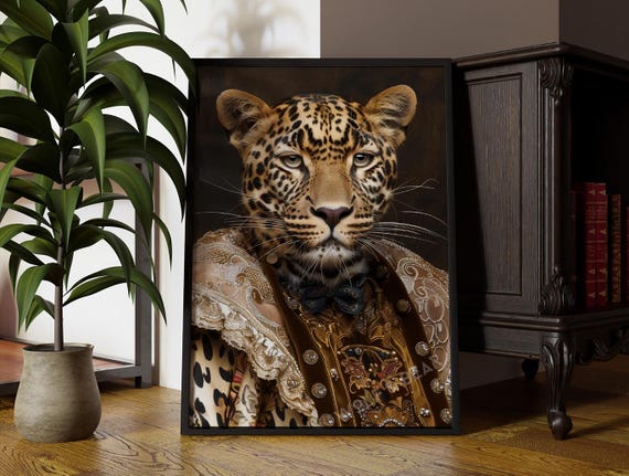 Royal Cheetah Renaissance Art Altered Animal Portrait Wall